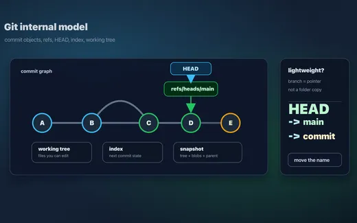 Git 알고 쓰기 (1) Git은 왜 가벼운가: 커밋, HEAD, 포인터로 이해하는 Git 원리
